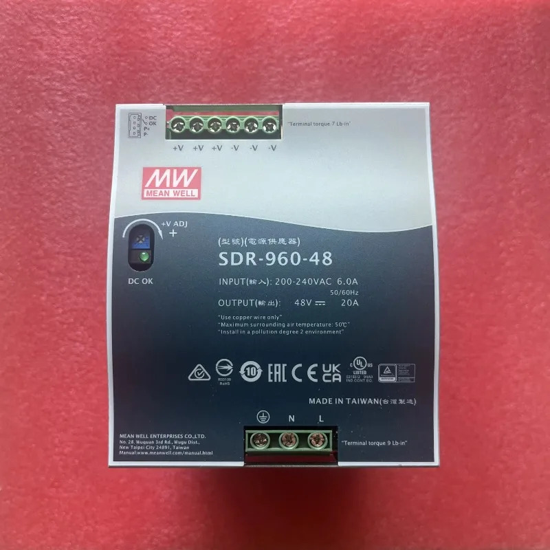 MEAN WELL SDR-960 SDR-960-24 24V 40A 960W DC 레일 스위칭 전원공급장치 효율적활성 PFC 얇은