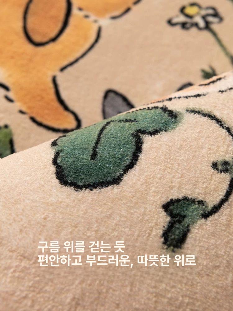 원형 토끼 카페트 침대옆 매트 침실 둥근 귀여운 러그 래빗트레저 A 200cm - 상세 이미지 5