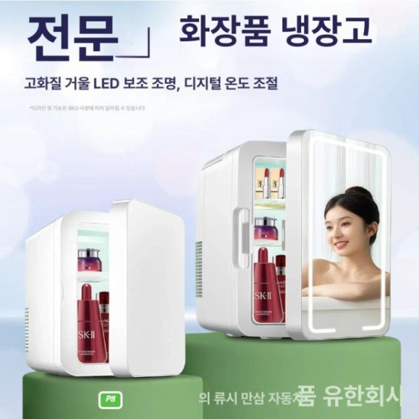 프리미엄 차량용 미니 캠핑 휴대용 소형 냉장고 P4A 전문 미용 거울부드러운 조명 집 차용 C4 화이트 ABS 소재 차량용 - 상세 이미지 2