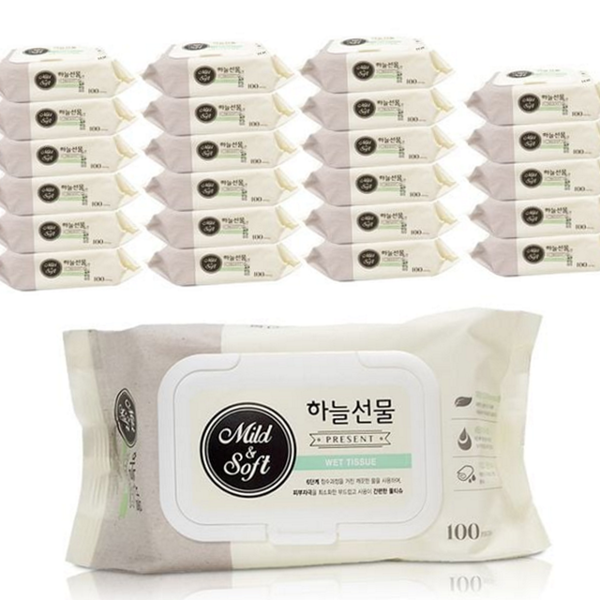 부드러운 캡형 물티슈 두꺼운 피톤치드 물티슈 100매 생활용 가정용 순한