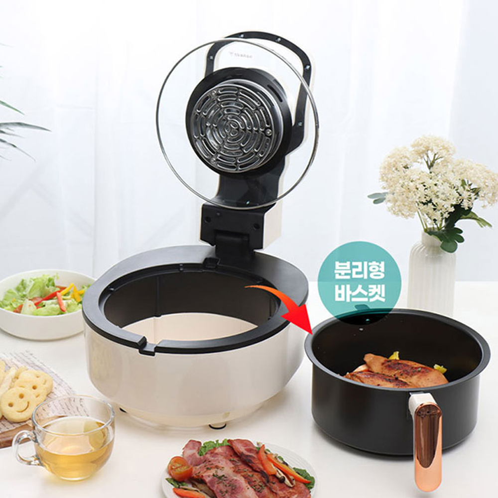 키친아트 윈도우 에어프라이어 6L 스마트 유리투명창 온도조절 타이머기능 분리형바스켓 - 상세 이미지 3