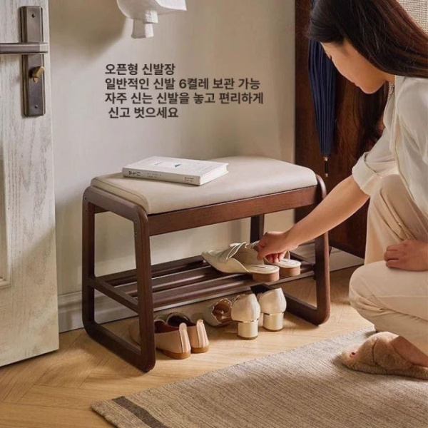 모던 현관 벤치 시트쿠션 우드컬러 신발 수납장 푹신한 검은 호두색 55cm 두꺼운 대형 검은 호두색 55cm 두꺼운 대형 - 상세 이미지 4