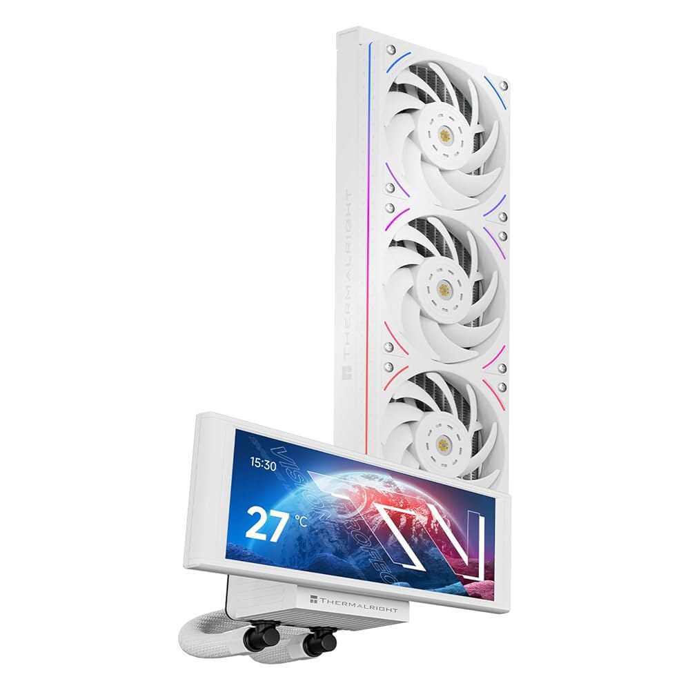 Thermalright Trofeo Vision 360 ARGB 화이트 CPU AIO 쿨러, 6.86인치 LCD 롱스크린 고성능 360mm 수냉식 라디에이터, 1280x480 해상 - 상품 이미지