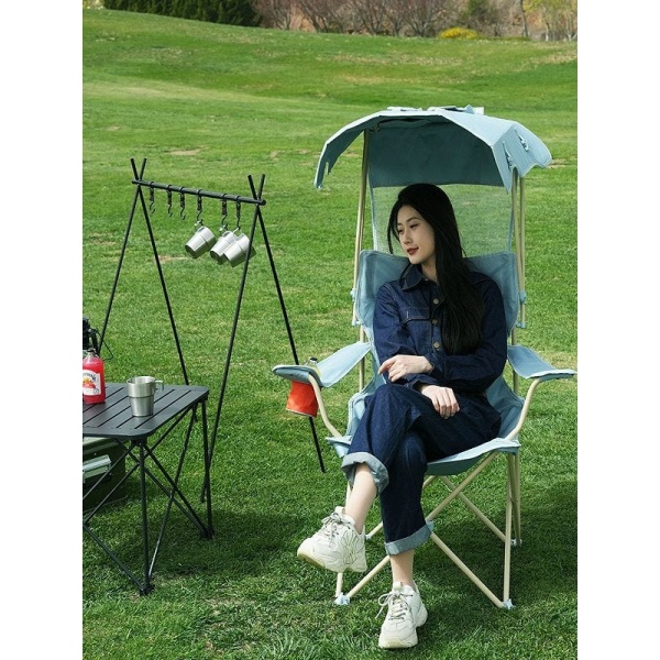 프리미엄 낚시의자 야외 라운지체어 경량 파라솔의자 접이식 그늘막의자 공원체어 16MM 파이프 연한 카키색-사중 라운지체어-16MM 파이프 연한 카키색- - 상세 이미지 3