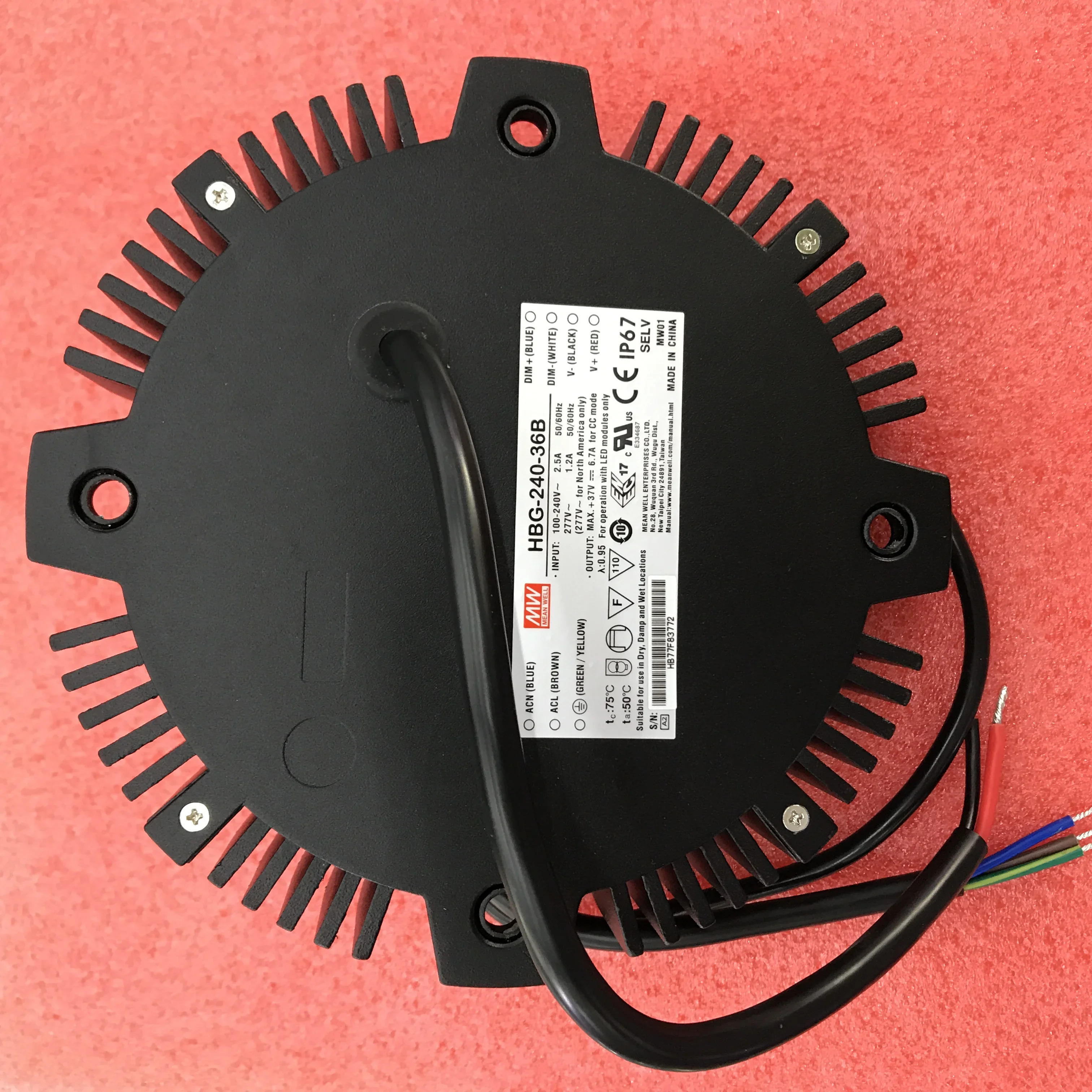 MEAN WELL 디밍 정전류 전원공급장치 HBG-240-36A/48A/36B/48B 원형 알루미늄 쉘 LED 방수