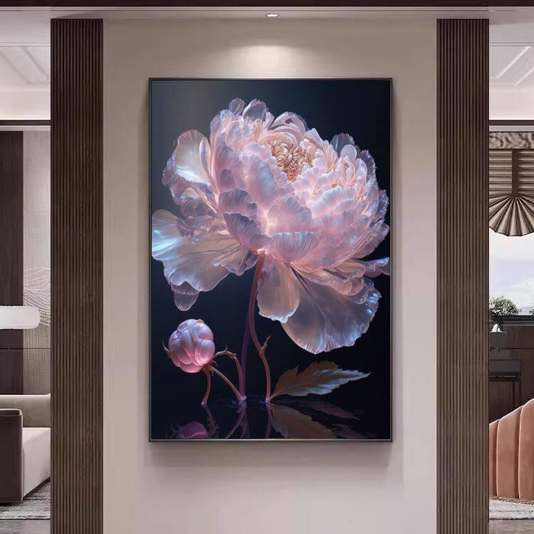 보석십자수 액자형 모란 꽃 돈들어오는 구슬 재물 스타일 01 무광 패브릭 60 x 80CM - 상세 이미지 5
