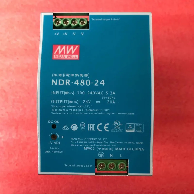MEAN WELL NDR-480 시리즈 NDR-480-24 NDR-480-48 480W 산업DIN 레일 단일 출력