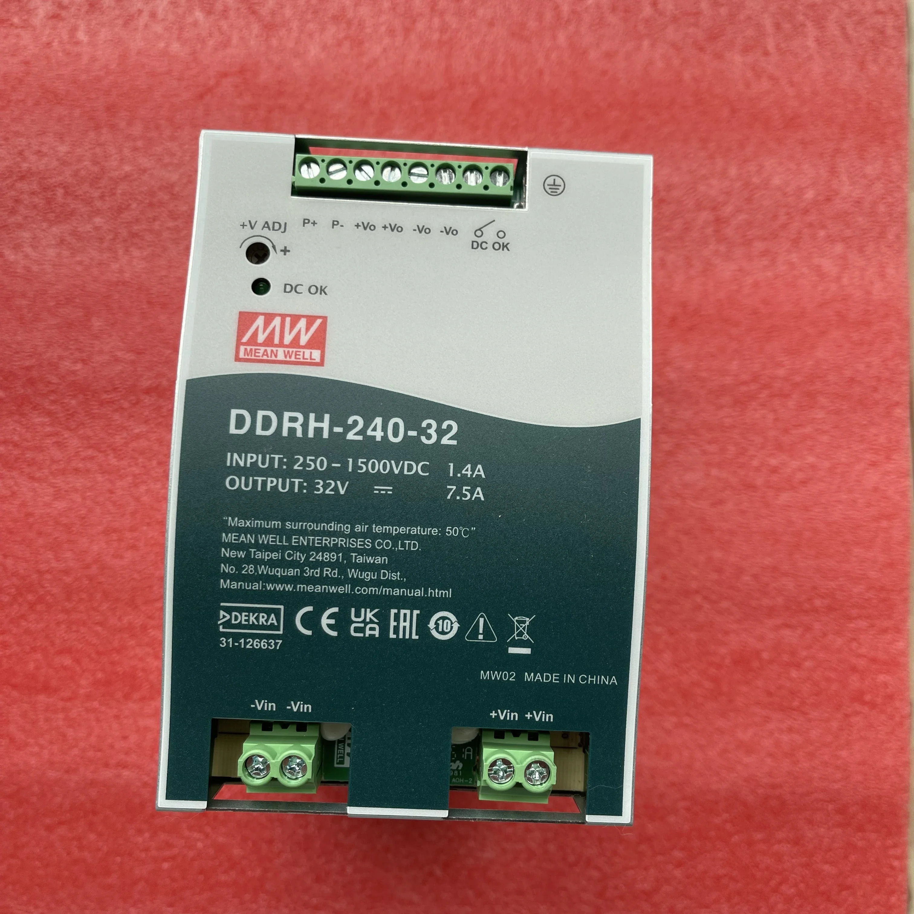 MEAN WELL DDRH-240 240W 초광각 입력 250-1500V DC-DC 12V 24V 32V 48V DIN 레일 변환기