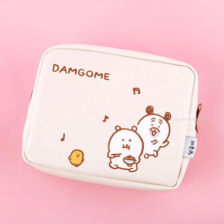 서울트레이딩 생활약방 담곰이 베이지 사각 파우치 지갑 어린이파우치
