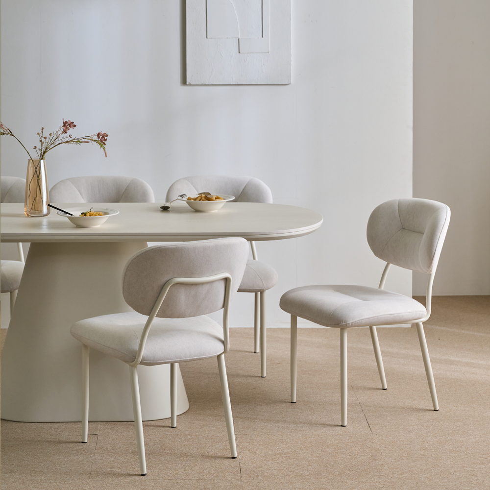 화이트식탁테이블 포세린 세라믹 타원형 6인용식탁 벨라 2000mm 크림화이트