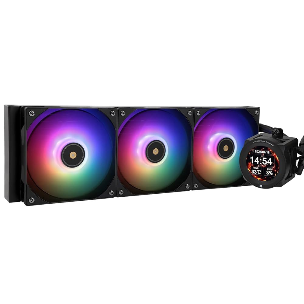 Thermalright CORE Vision 360 블랙 ARGB CPU 워터 쿨러, 2000PRM을 갖춘 3개의 PWM 팬 쿨링 시스템, AM4 / AM5 & Intel LGA1 - 상품 이미지