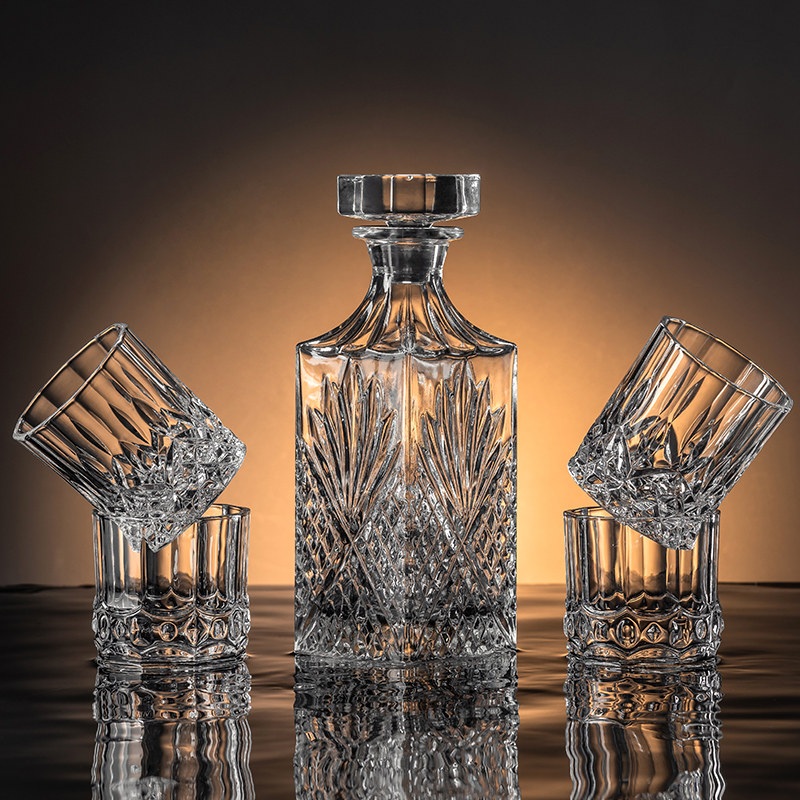 크리스탈 위스키 디캔터 세트 술잔 와인 술병 주류 강화 유리 용기 바 업소용 용기 아이스 260ml+750ml 와인 - 상세 이미지 2