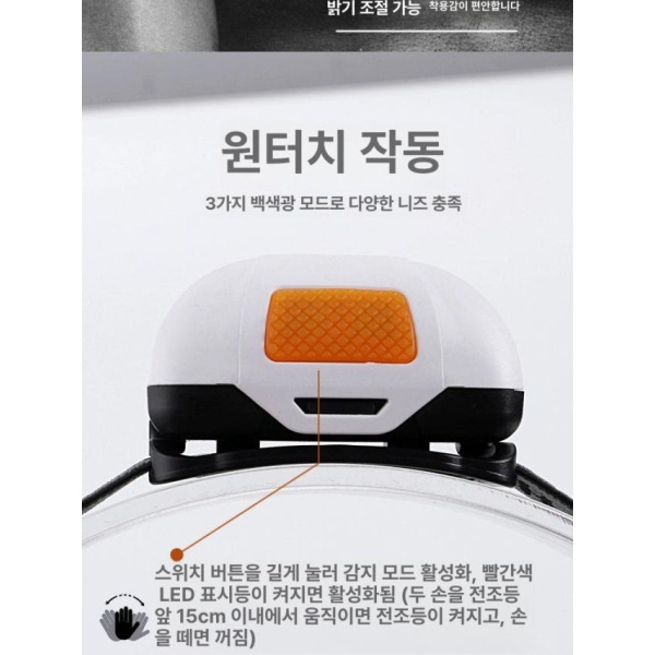 최강 야간 낚시 헤드램프 LED 휴대용 초경량 센서 작업용 낚시용 조명 8725 3개 건전지 화이트 센서 헤드램프 8725 3개 건전지 화이 - 상세 이미지 4