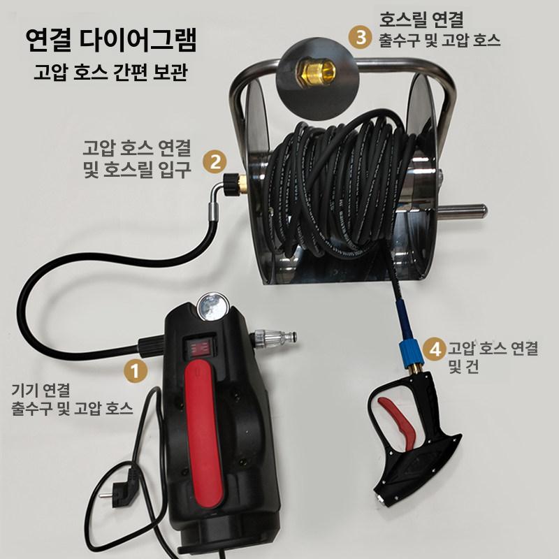 스텐 워터릴통 감개대 정원 고압 스테인리스 호스 업소용 감개 릴호스 릴 고압호스 관개 - 상세 이미지 5