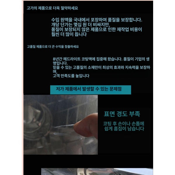 프리미엄 독일산 헤드라이트 복원 코팅액 차량 조명 복구 플라스틱 자동차 광택 발수 고품질 왁스 1100ml-1400g 600ml-760g - 상세 이미지 3