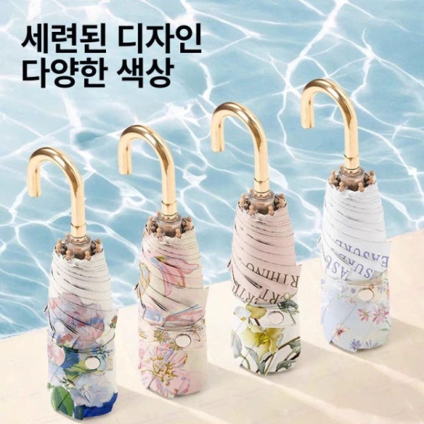 초경량 휴대용 자외선 차단 접이식 자동 우산 화이트 로즈 우산-화이트 로즈 - 상세 이미지 4