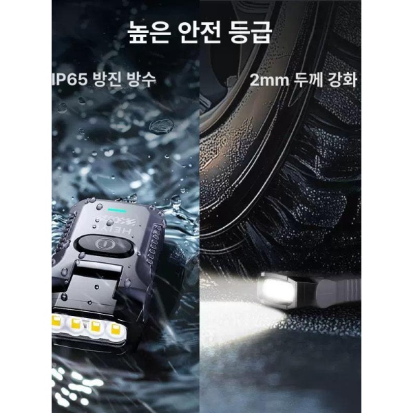 강력 안전 헬멧 헤드라이트 헤드랜턴 캡라이트 작업용 조명 방수 충전식 표준형 800mah 170 전환 철집 모자 표준형 800mah 170 전환 철집 모 - 상세 이미지 5