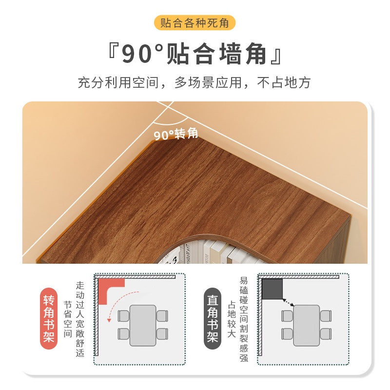 디자인 코너 책장 위스키장 거실 인테리어 도서 정리대 공간활용 틈새 수납 선반 가구 50x50cm 4겹 웜 흰색 - 상세 이미지 2