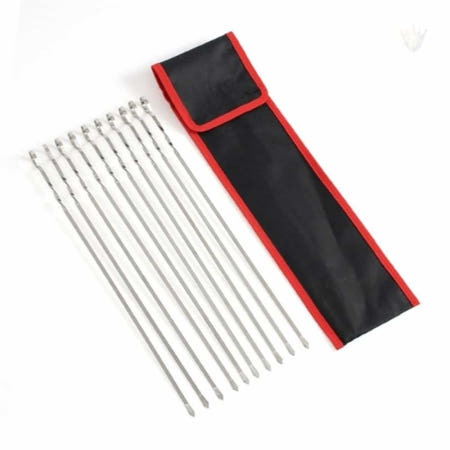 CEOshop 염통꼬치 스텐꼬챙이 바비큐 꼬치 10P세트 캠핑용