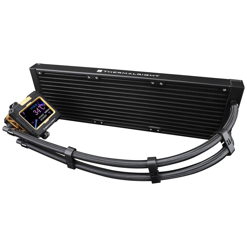 Thermalright FW360 X 블랙 CPU AIO 쿨러, PC 360 사양 워터 쿨러 시스템, 320 240 해상도의 IPS LCD 화면, AM5 & Intel LGA170 - 상품 이미지
