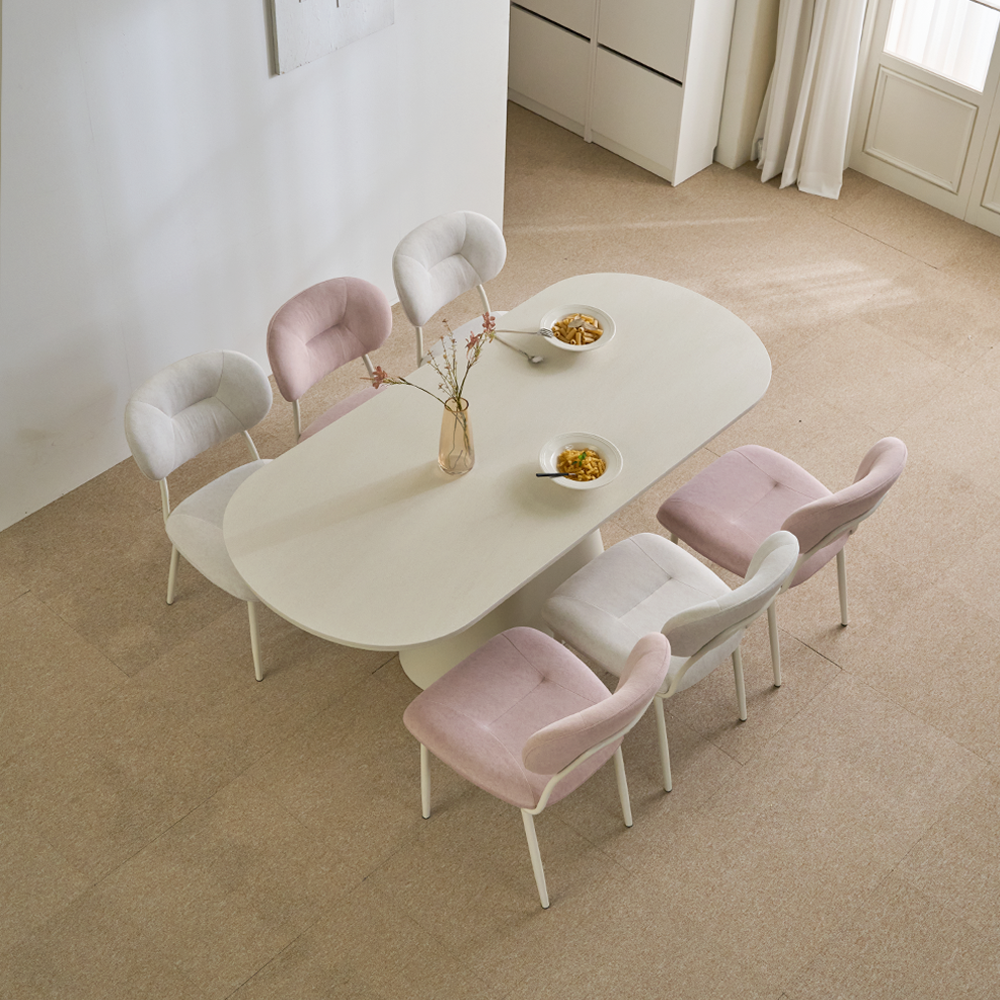 화이트식탁테이블 포세린 세라믹 타원형 6인용식탁 벨라 2000mm 크림화이트