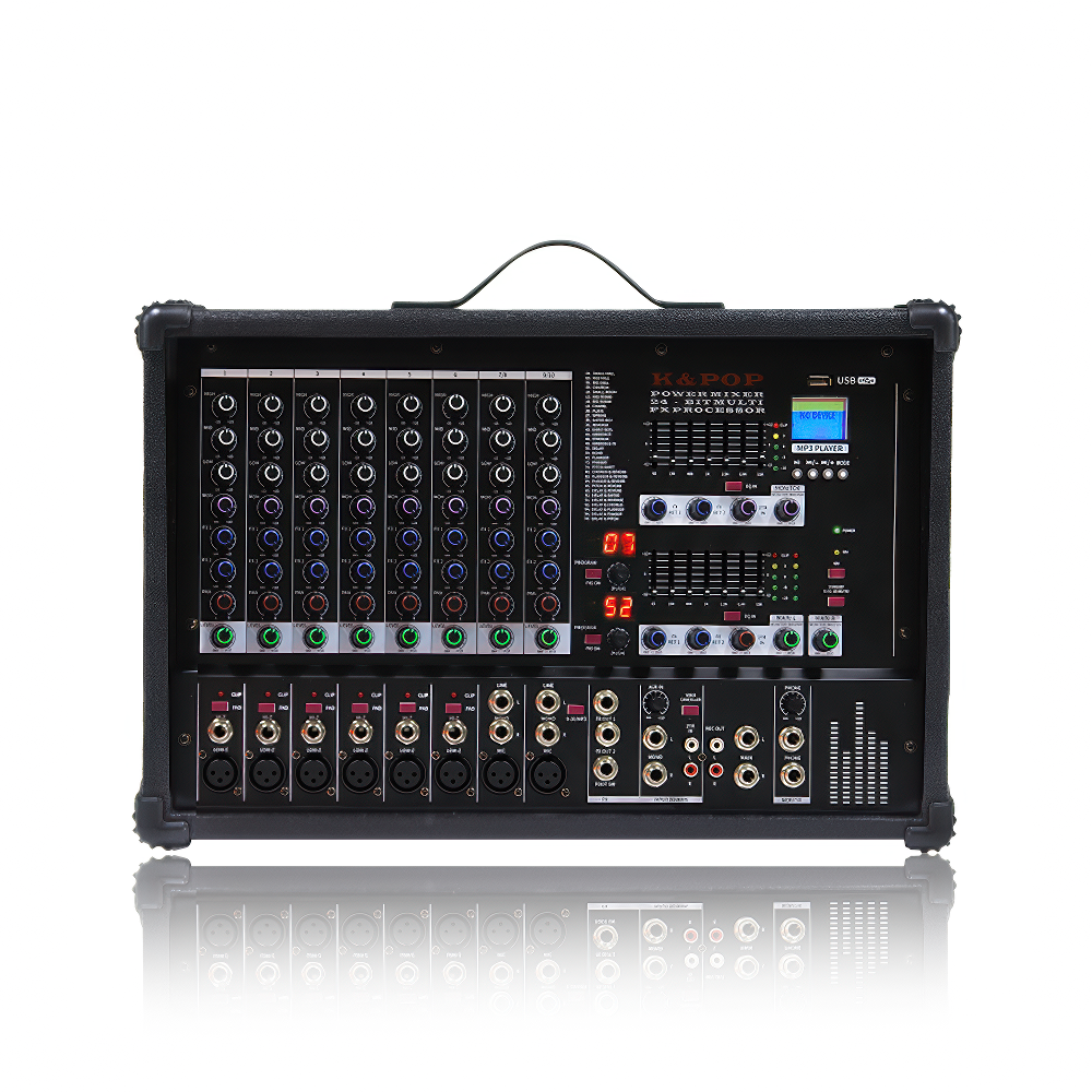 KPM-900 파워드믹서 10채널 오디오믹서 DSP 앰프내장 800W 교회 공연장 행사장 - 상품 이미지