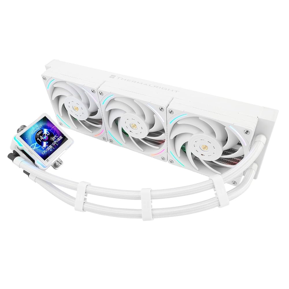 Thermalright Elite Vision 360 ARGB 화이트 CPU 수냉식 쿨러, 표준 120MM 팬 속도 2150RPM, 2.73인치 디스플레이 IPS LCD 화면, - 상품 이미지