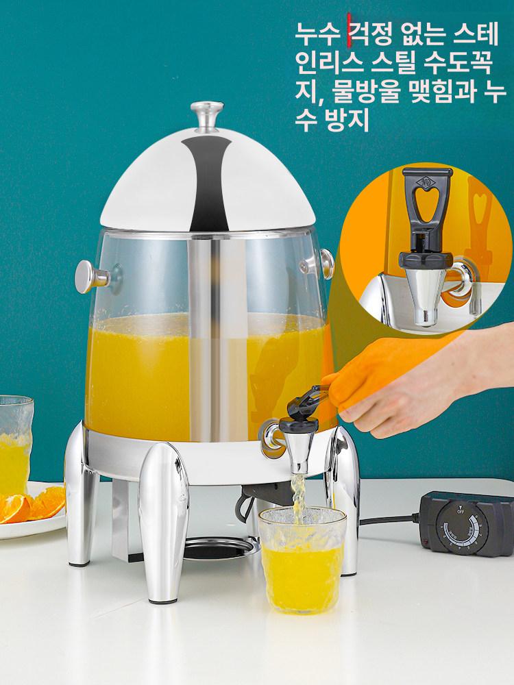 대형 음료 디스펜서 워터 카페 보온 물통 업소용 뷔페 12L 투명 알코올 가열 - 상세 이미지 3