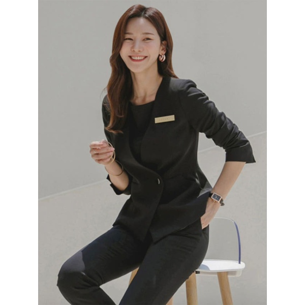 프리미엄 코디네이터 성형외과 병원 정장 자켓 실장 사무복 블랙 블랙 S - 상품 이미지