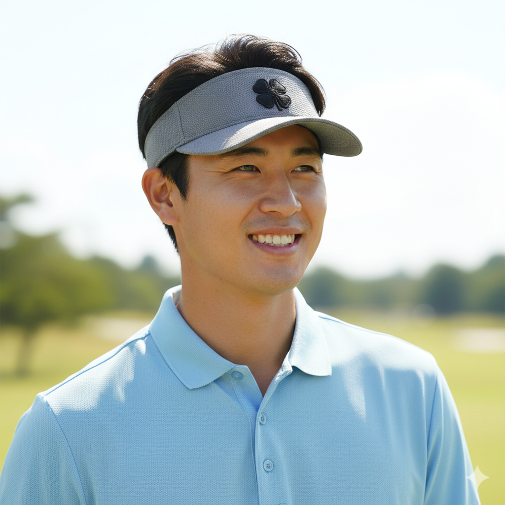 블랙클로버 바이저 뱀부2 그레이블랙 프리미엄 골프 썬캡 모자 - 상세 이미지 4
