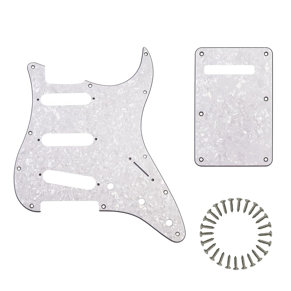 Phrilam SS 11 Holes Strat Electric Guitar Pickguard 및 백플레이트 세트 - 펜더 USA / 멕시코산 표준 스트라토캐스터 모던 스타일 기타 - 상품 이미지