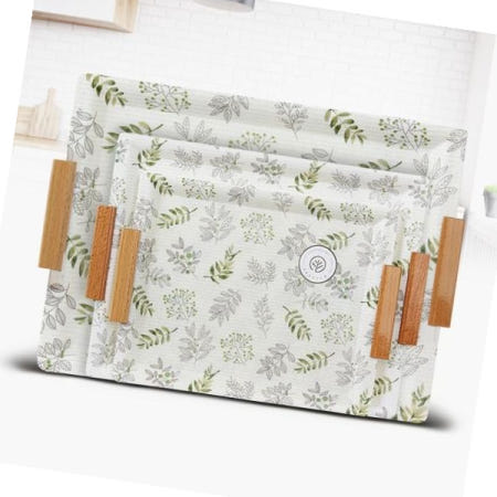 (주)아카시아리빙 논슬립쟁반 손잡이루펜쟁반 서빙트레이 커피 카페 사각 나무 세트