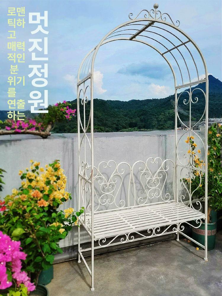 장미넝쿨 아치 트렐리스 식물 전원주택 게이트 정원 디스트레스드화이트 특대 - 상세 이미지 2