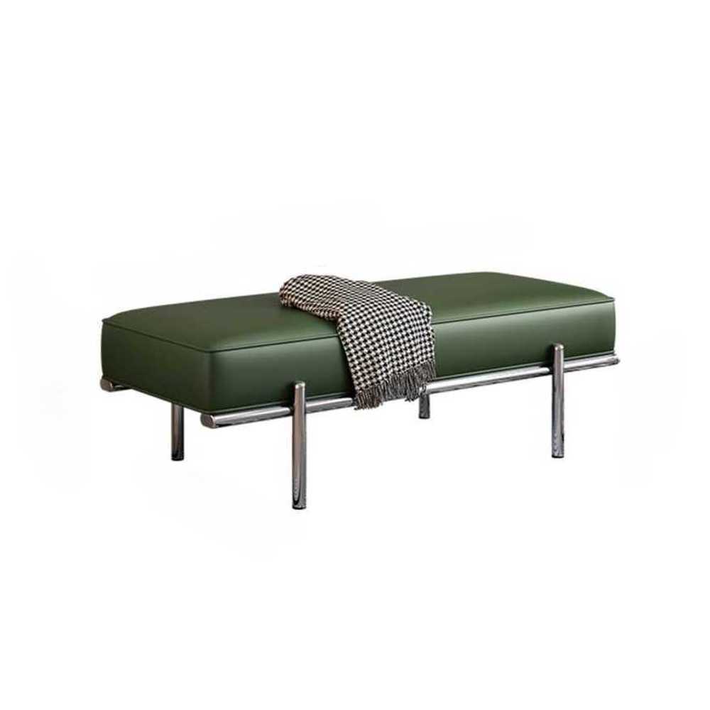 가죽 벤치의자 식탁의자 철제 다리 디자인체어 일자 45x44.5x40cm 버튼형/브라운 - 상품 이미지