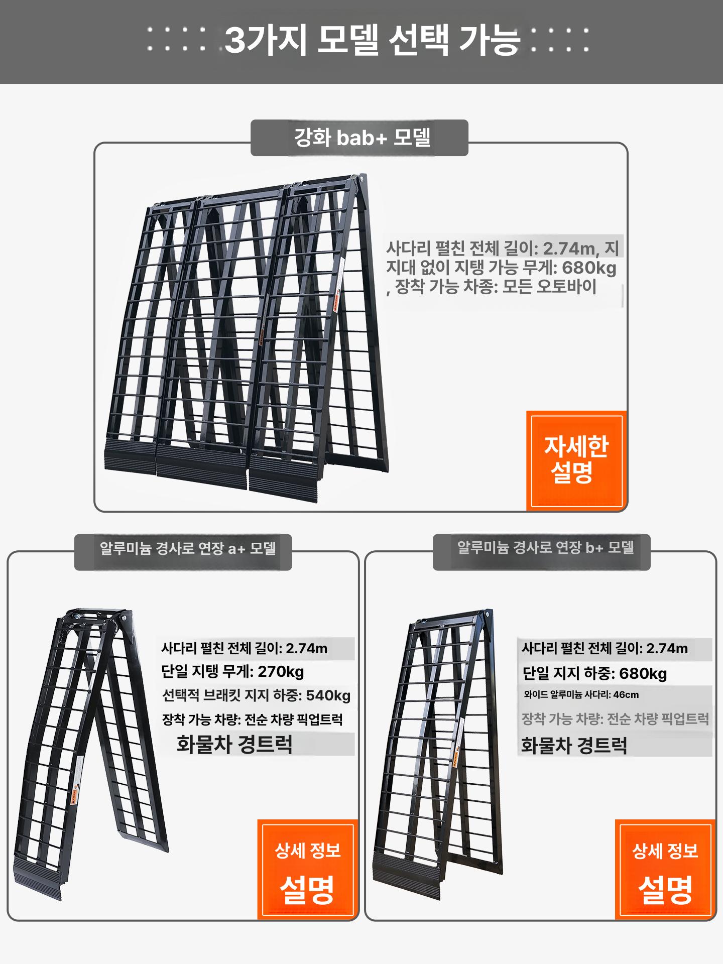 오토바이 상하차사다리 적재 사다리 운반 하역 경사 진입판 보드 경사로 - 상세 이미지 4