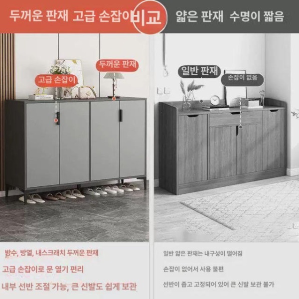 초대형 다용도 와이드 신발장 1200 원룸 수납 캐비닛 현관 하늘그레이 화이트 2도어-60x32x92cm 하늘그레이 화이트 2도어-60x32x92 - 상세 이미지 3