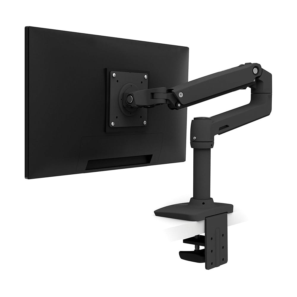 Ergotron u2013 LX 모니터 암, 싱글 데스크 마운트 u2013은 최대 34인치, 7~25파운드, VESA 75x75mm 또는 100x100mm 매트 블랙에 적합합니다 - 상품 이미지