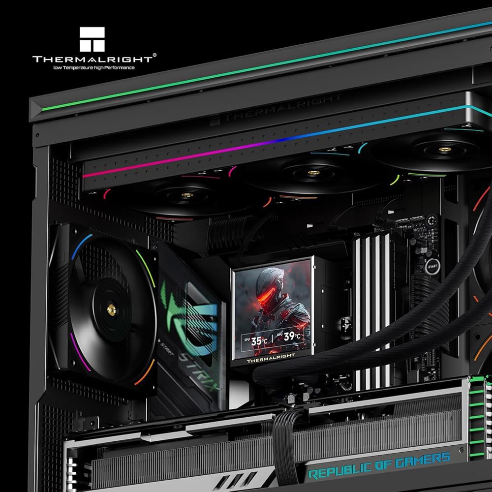 Thermalright 피어리스 비전 360 UB AGB 블랙 Aio CPU 액체 쿨러, 480x480 해상도-60Hz IPS 화면, 인라인 팬 3개, AM5 / Intel LGA - 상세 이미지 3