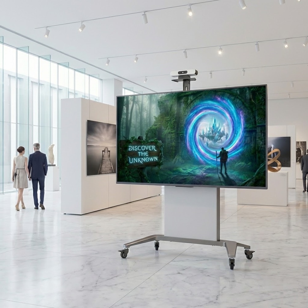 전동식 이동식 특대형 TV 스탠드 대형 전자칠판 거치대 254cm (100인치) - 상품 이미지