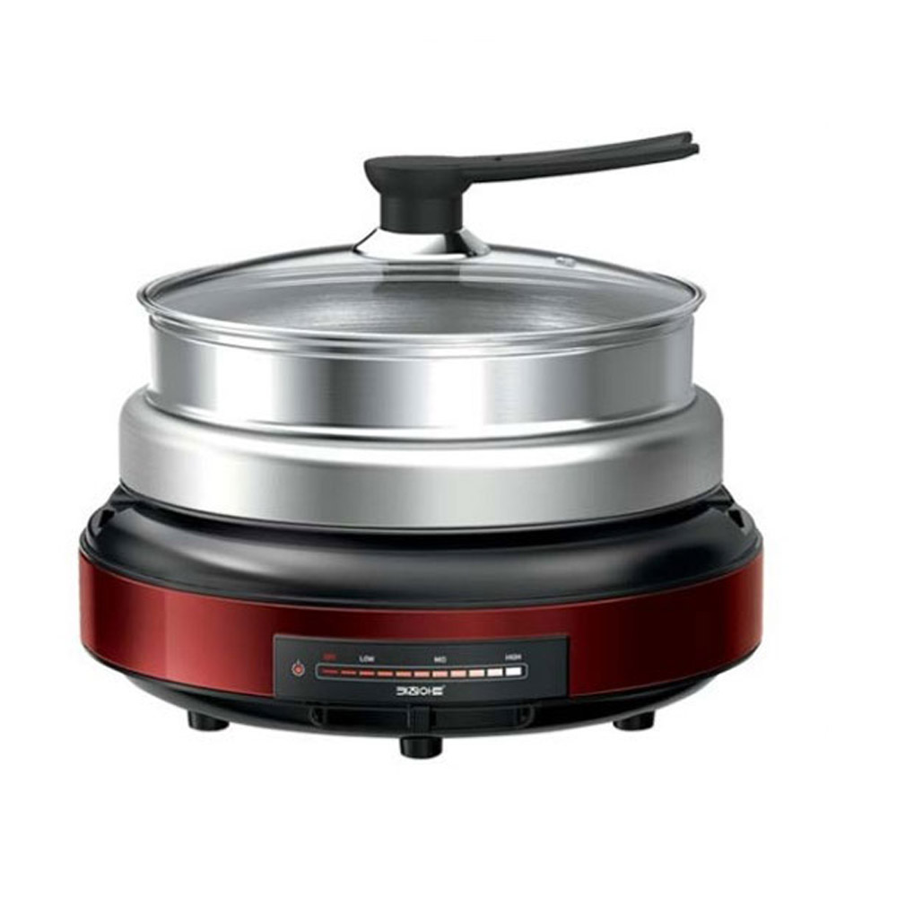 키친아트 올인원 3단 스테인레스 멀티쿠커 전기찜기 전기냄비 4L 찜판 + 쿠킹팬 + 그릴팬 - 상품 이미지