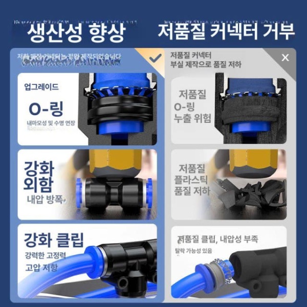 고성능 PU 에어 파이프 퀵 커넥터 에어커플러 세트 에어피팅 블루 직통 4MM 10개 블루 직통 4MM 10개 - 상세 이미지 2