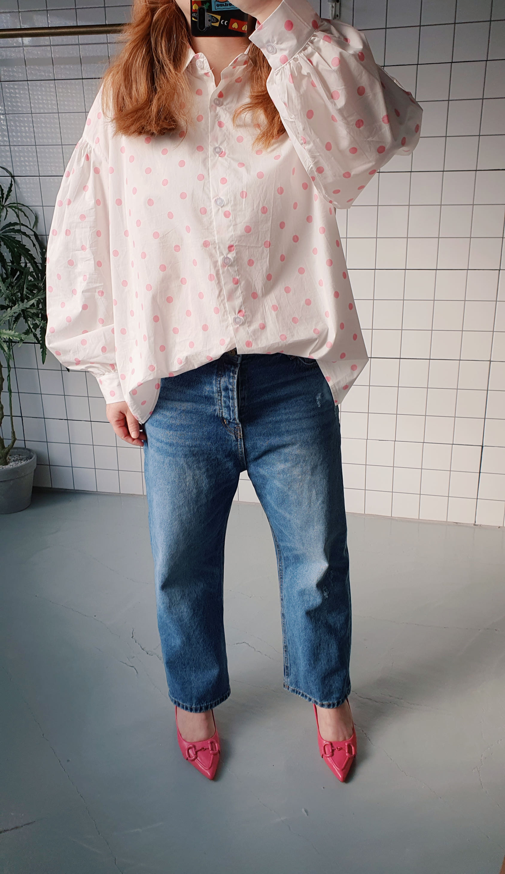 오버핏 도트 카라 셔츠 블라우스 이미지 6