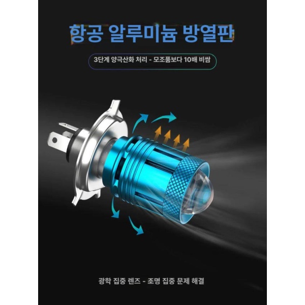 최강 오토바이 H4 전구 고휘도 인증LED 강력한 조명 합법LED 2발 13와트 T20-S2 근황 원백 2발 13와트 T20-S2 근황 원백 - 상세 이미지 4