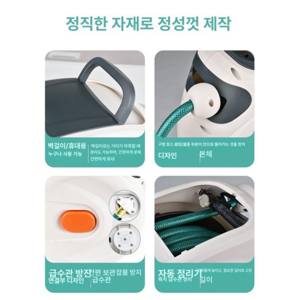 프리미엄 20m 세트 자동 릴 물총 청소 정원 물 세차 용품 고압 수거 물청소 수납 매직 11미터 2개 11미터 세트 물총 2개 - 상세 이미지 4
