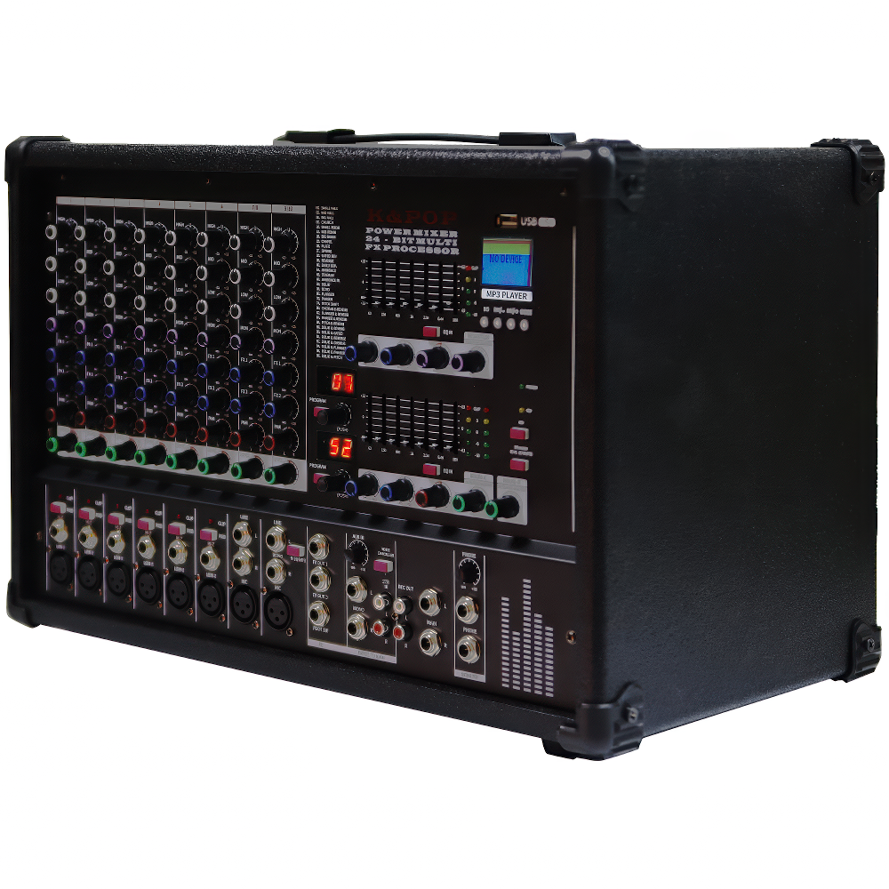 KPM-900 파워드믹서 10채널 오디오믹서 DSP 앰프내장 800W 교회 공연장 행사장 - 상세 이미지 2