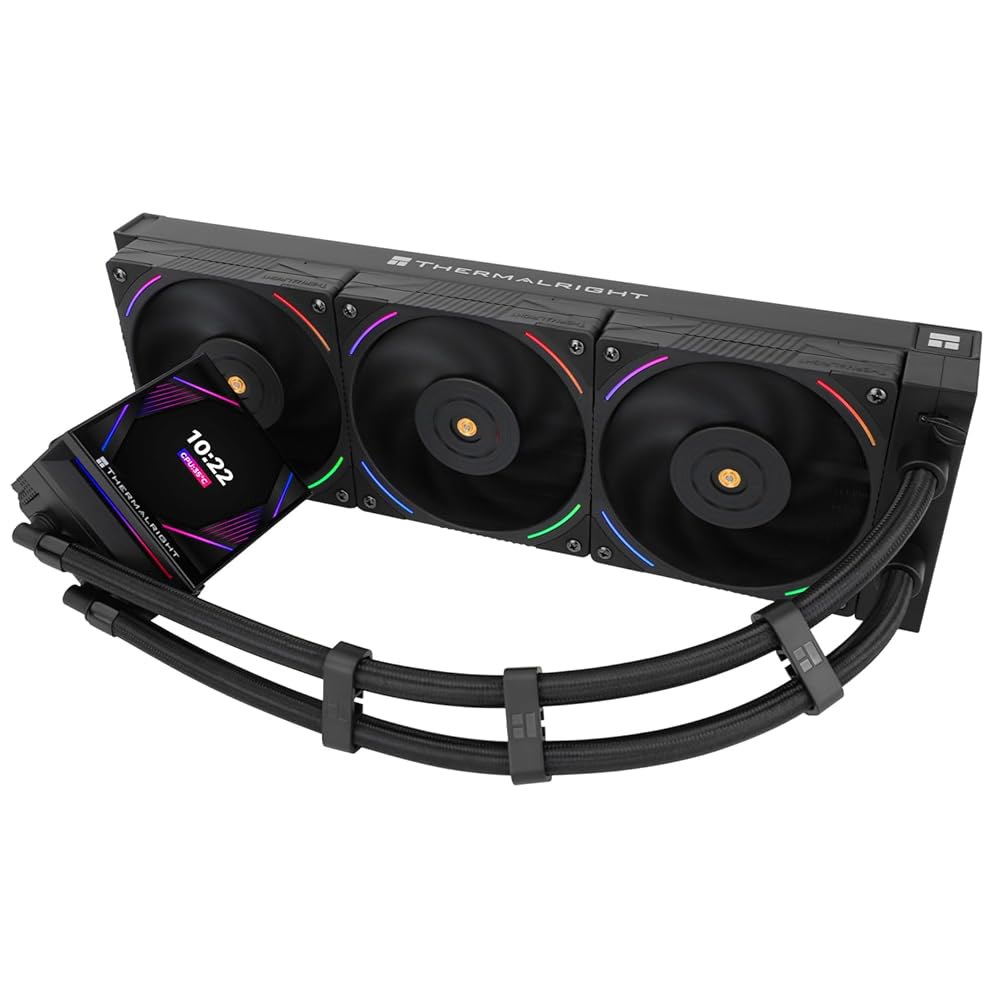 Thermalright HyperVision 360 ARGB 블랙 CPU AIO 쿨러, PC 사양 워터 쿨러 시스템, 480x480 해상도의 IPS LCD 화면, AM4 /AM5용 - 상품 이미지