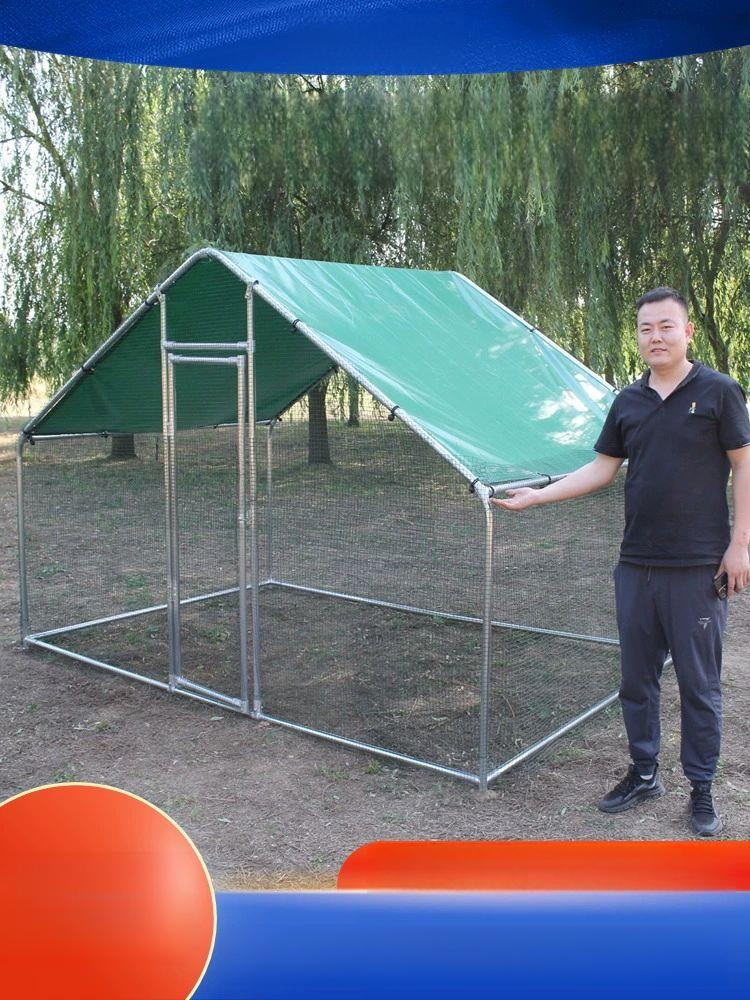 야외 닭장 대형 닭집 조립식 사육 키우기 이동식 망 강철 프레임 10m 플라스틱 3m 2m C - 상품 이미지