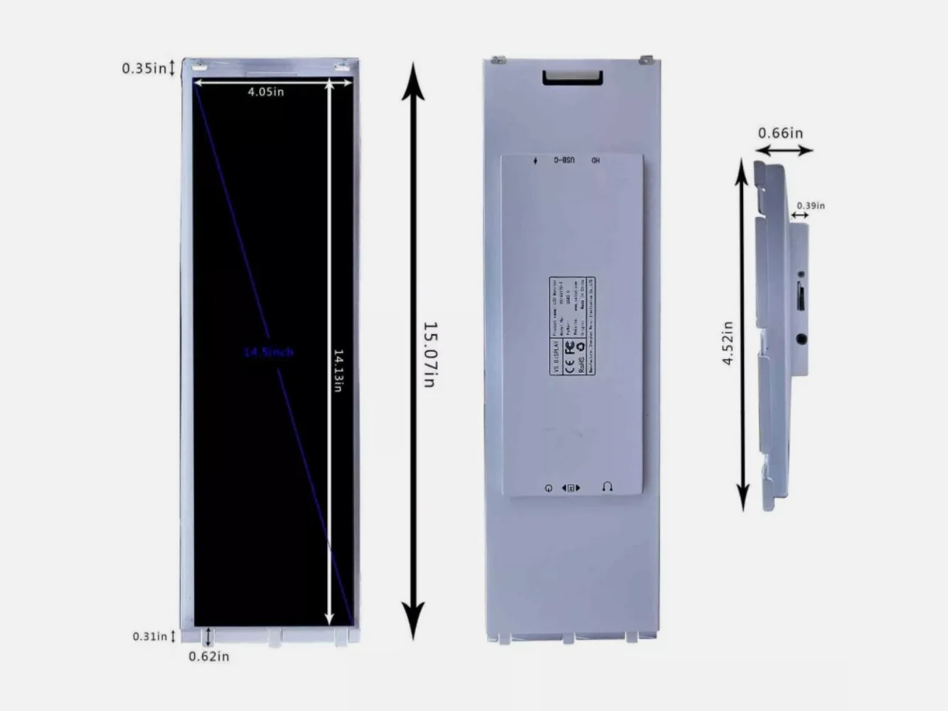 PC 케이스14.5인치 터치 화이트 LCD 모니터 DIY Y70 Aida64 CPU GPU