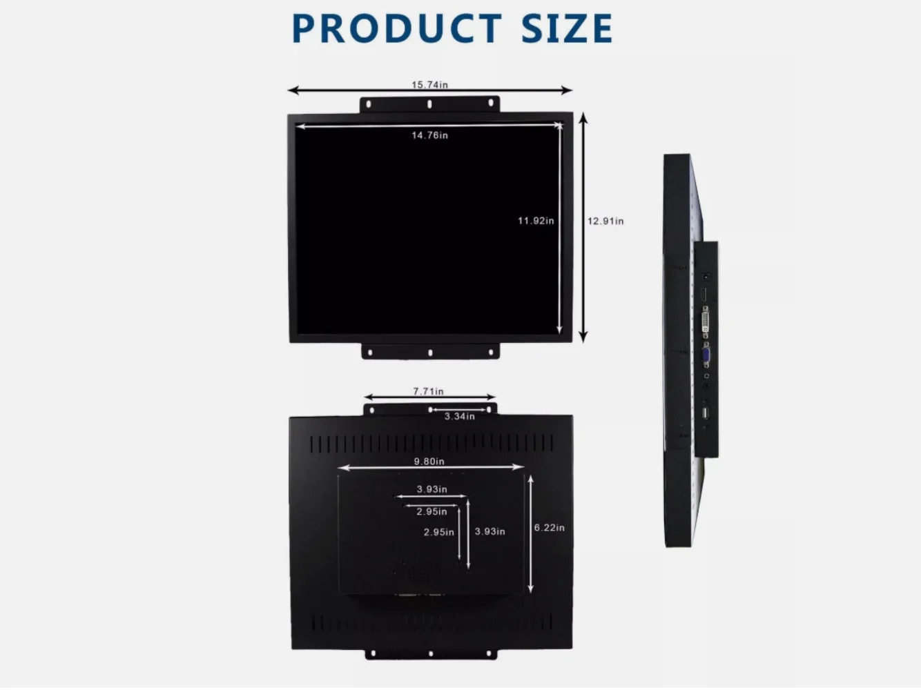 19인치 1280x1024 산업저항막 터치 LCD 모니터 HDMI VGA DVI 입력 포트