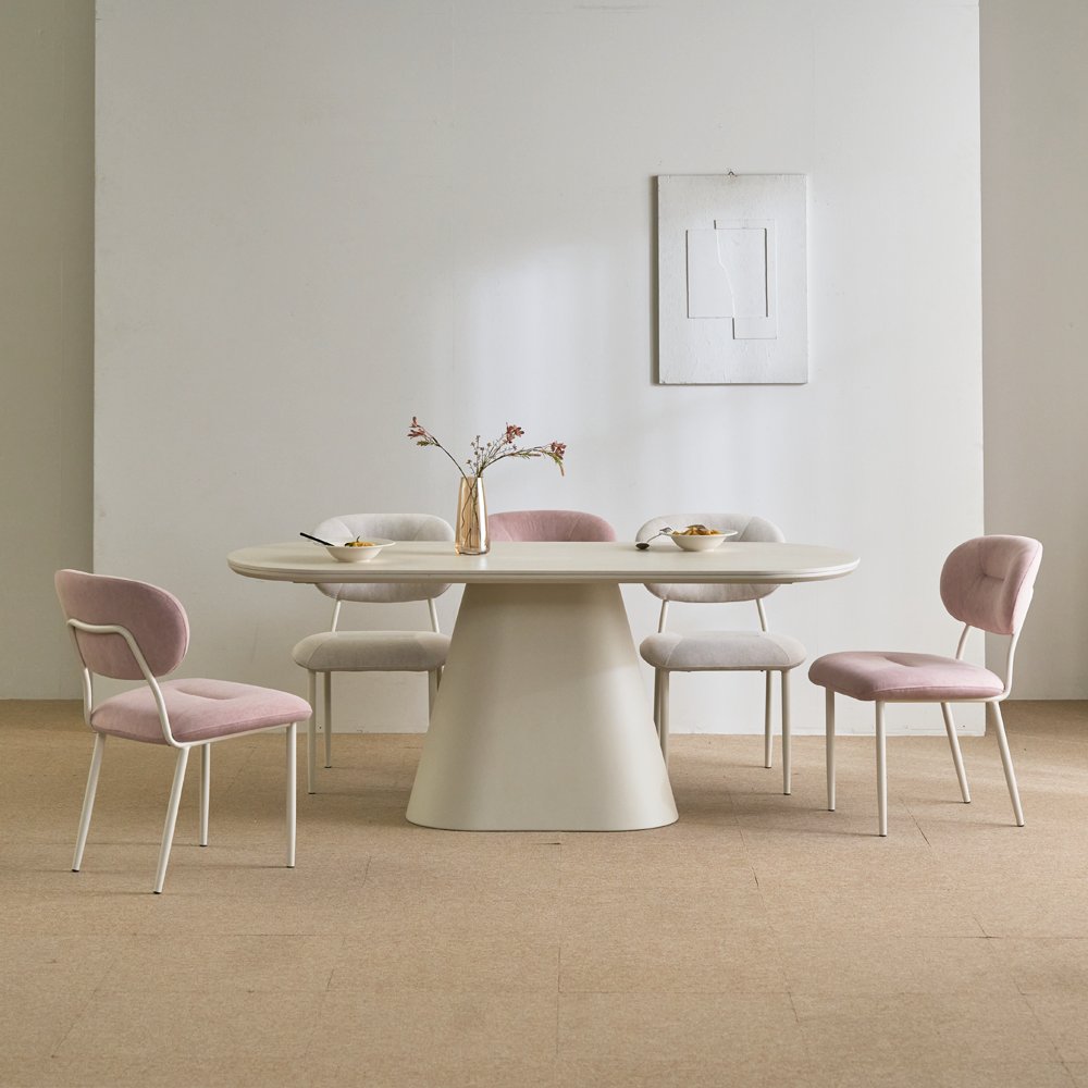 화이트식탁테이블 포세린 세라믹 타원형 6인용식탁 벨라 2000mm 크림화이트